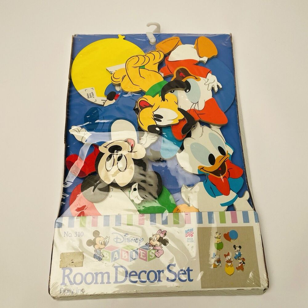 Vtg 1984 Disney Babies Room Decor Set Dolly Inc Paperboard Wall Art NOS Sealed